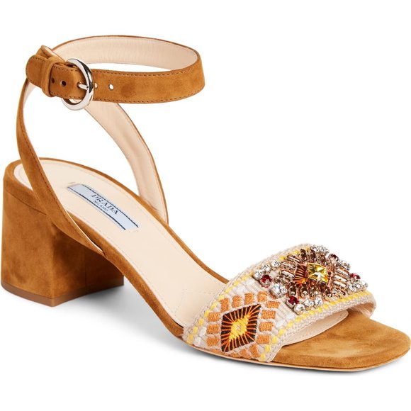 BNWT Authentic Prada Embellished Strap Heel Sandal - Picture 16 of 16